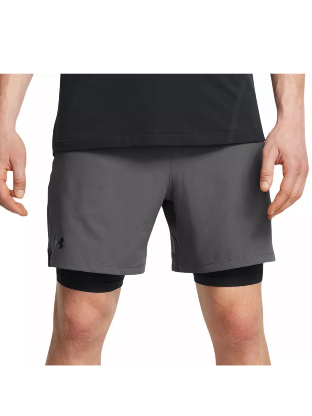 NWT Under Armour Men’s Elevated Woven 2-in-1 Shorts - Gray/Black